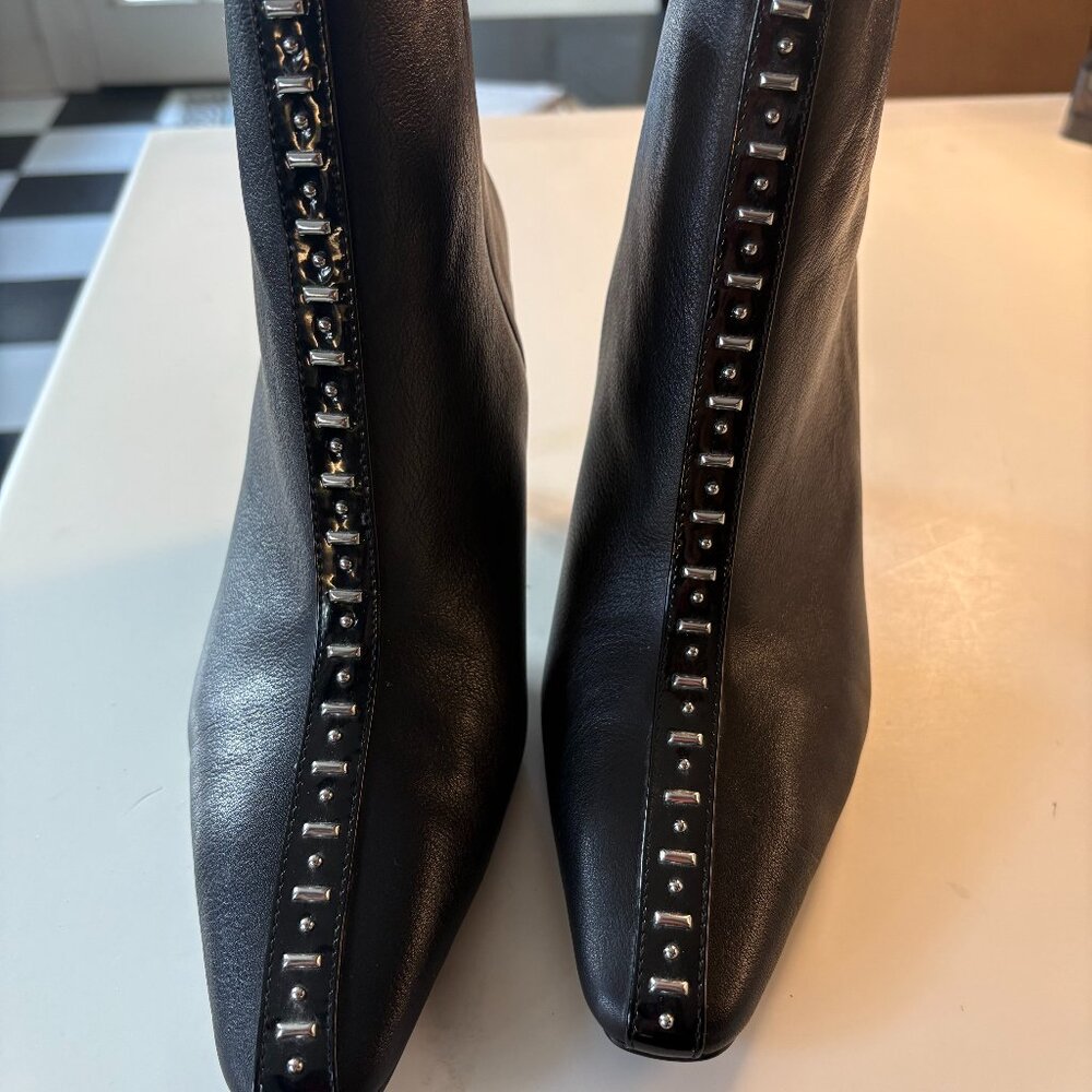 Zara black leather ankle boots with silver studs